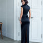 Cap Sleeve Corset Cut-Out Maxi Dress