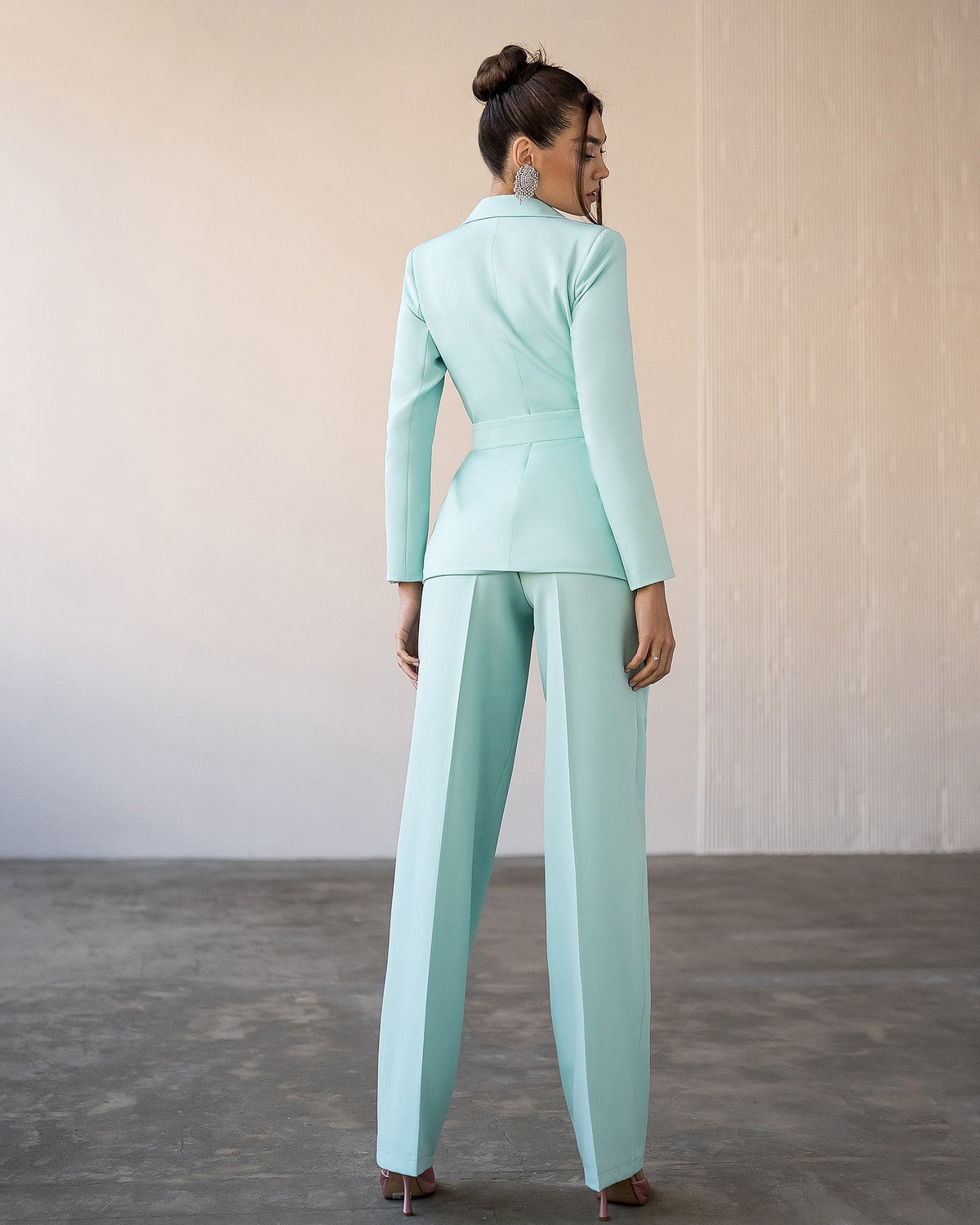 Belted Wide-Leg Suit 2-Piece