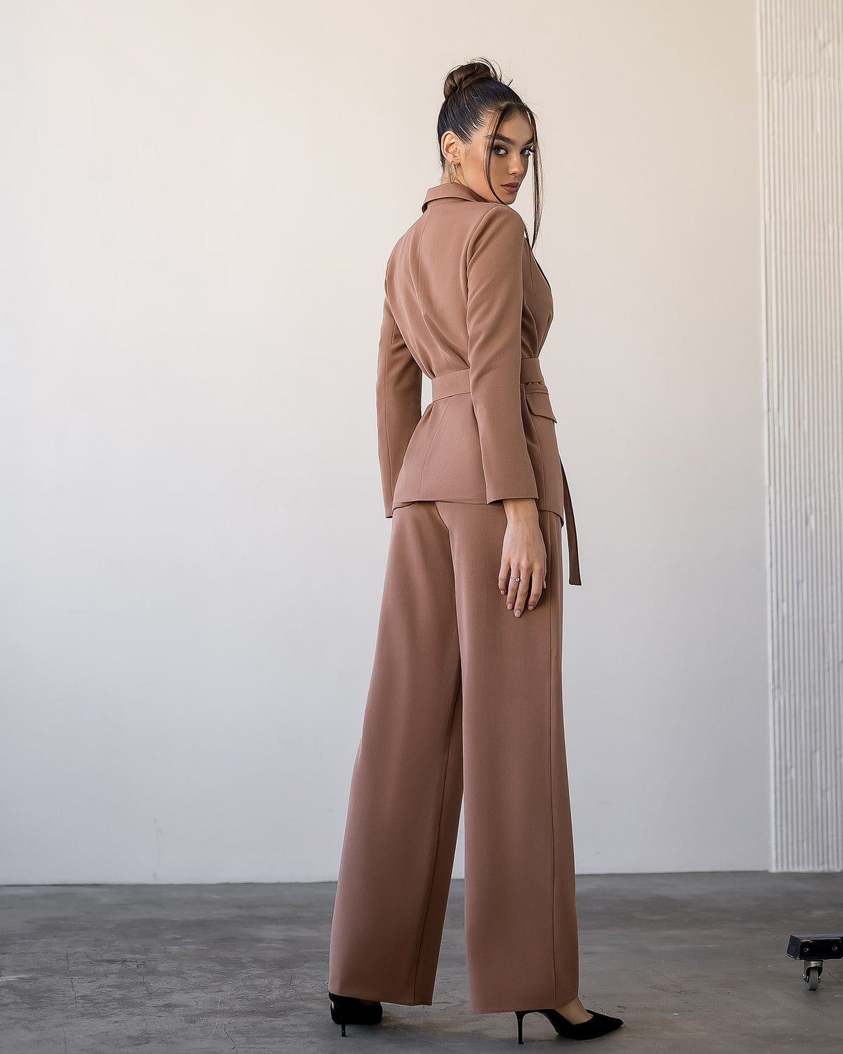 Belted Wide-Leg Suit 2-Piece