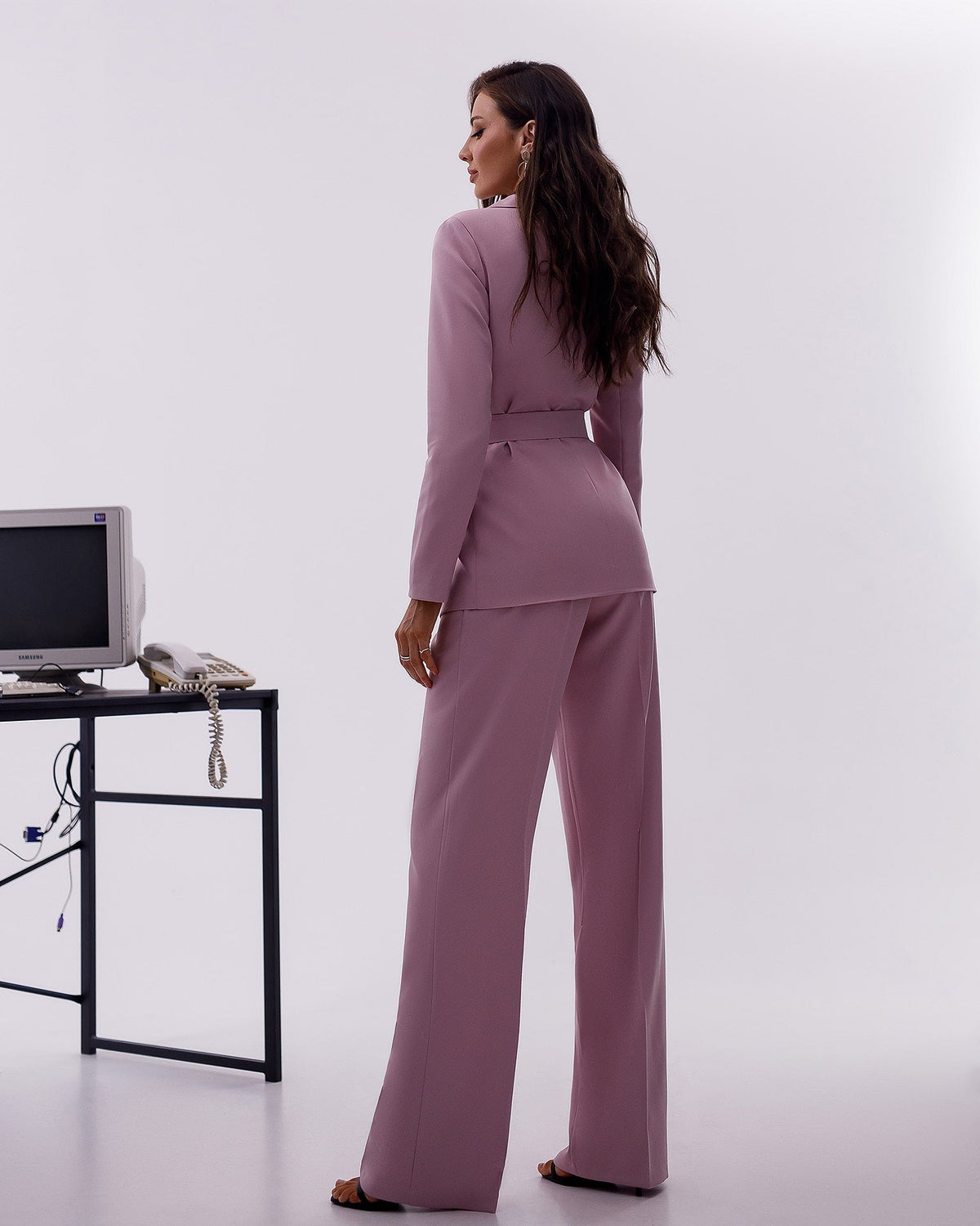Belted Wide-Leg Suit 2-Piece