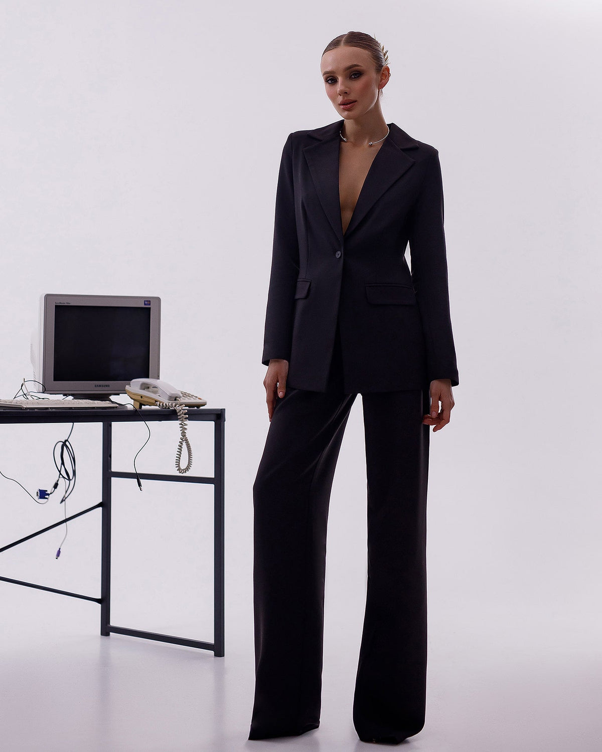 Belted Wide-Leg Suit 2-Piece