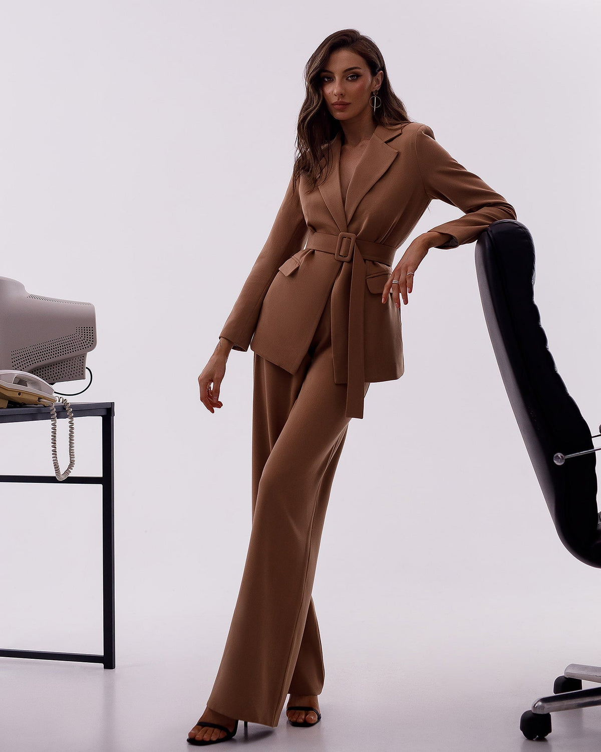 Belted Wide-Leg Suit 2-Piece