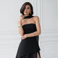 Strapless Back Scarf Overskirt Maxi Dress