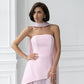 Strapless Back Scarf Overskirt Maxi Dress