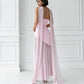 Strapless Back Scarf Overskirt Maxi Dress