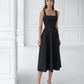 Square Neck Backless Midi Dress