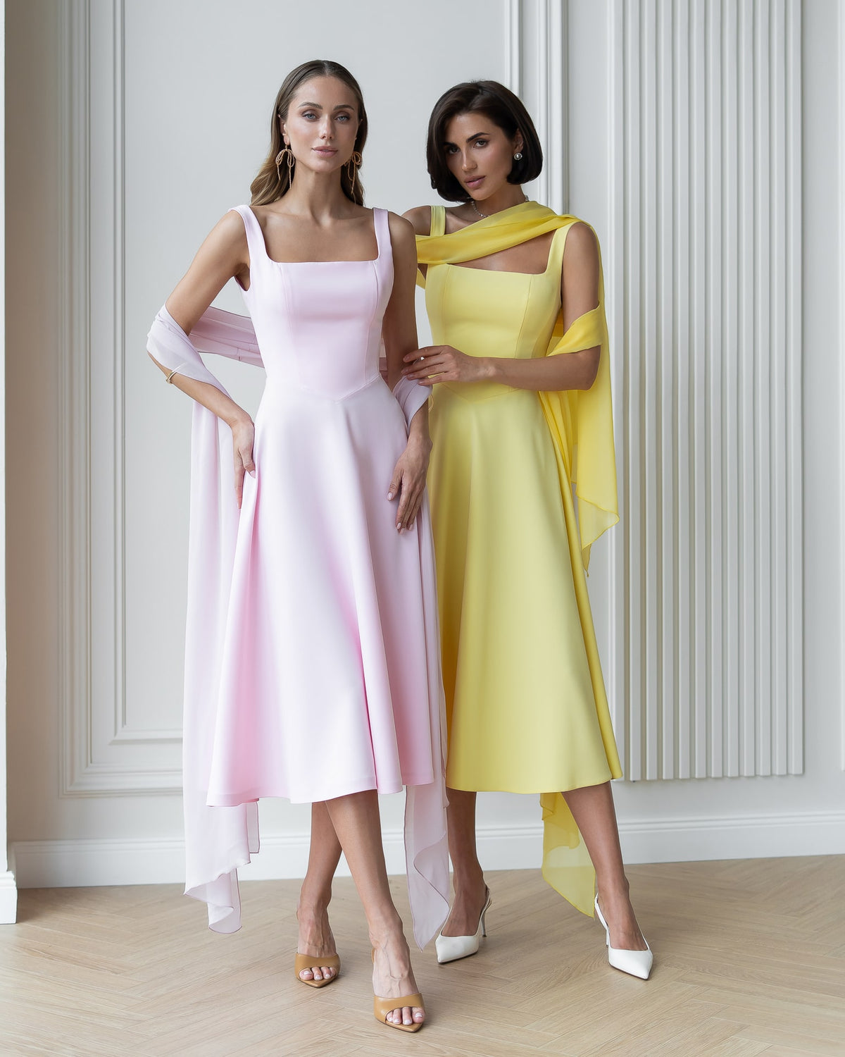 Square Neck Backless Midi Dress