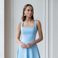 Square Neck Backless Midi Dress