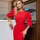 Backless Puff Sleeve Midi Dress