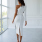 One-Shoulder Belted Midi Dress