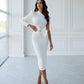 One-Shoulder Belted Midi Dress