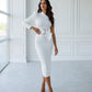 One-Shoulder Belted Midi Dress
