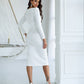 Satin Long Sleeve Midi Dress