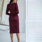Satin Long Sleeve Midi Dress