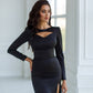 Satin Long Sleeve Midi Dress