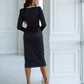Satin Long Sleeve Midi Dress