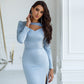 Satin Long Sleeve Midi Dress