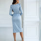 Satin Long Sleeve Midi Dress