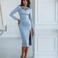 Satin Long Sleeve Midi Dress