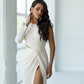Satin One-Shoulder Cut-Out Midi Dress