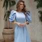 Backless Puff-Sleeve Midi Dress