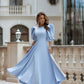 Backless Puff-Sleeve Midi Dress
