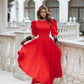 Backless Puff-Sleeve Midi Dress