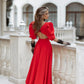 Backless Puff-Sleeve Midi Dress