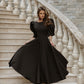 Backless Puff-Sleeve Midi Dress