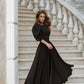 Backless Puff-Sleeve Midi Dress
