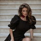 Backless Puff-Sleeve Midi Dress
