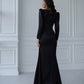 V-neck Puff Sleeve Maxi Dress