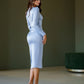 Satin Long Sleeve Midi Dress
