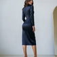 Satin Long Sleeve Midi Dress