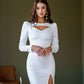Satin Long Sleeve Midi Dress