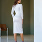 Satin Long Sleeve Midi Dress