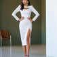 Satin Long Sleeve Midi Dress