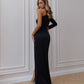 Satin One-Shoulder Cut-Out Maxi Dress