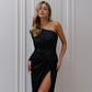 Satin One-Shoulder Cut-Out Maxi Dress