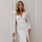 V-neck Puff Sleeve Maxi Dress