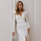 V-neck Puff Sleeve Maxi Dress