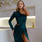 Satin One-Shoulder Cut-Out Maxi Dress