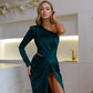 Satin One-Shoulder Cut-Out Maxi Dress