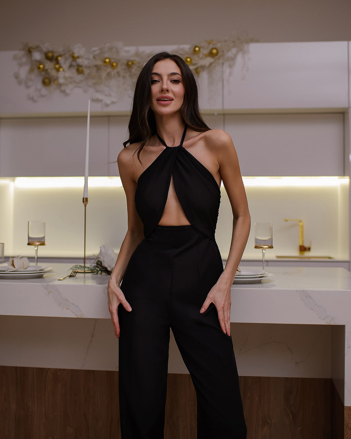 Bow Top Backless Jumpsuit