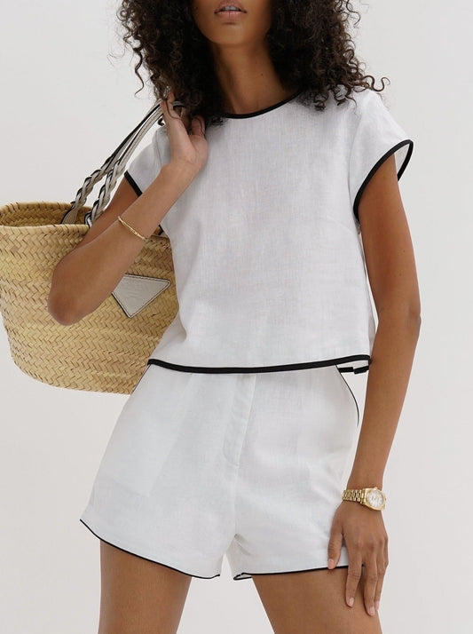 Linen Top & Shorts 2-Piece Set