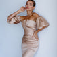 Satin Puff-Sleeve Midi Dress
