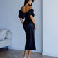 Satin Puff-Sleeve Midi Dress