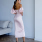 Satin Puff-Sleeve Midi Dress