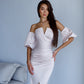 Satin Puff-Sleeve Midi Dress
