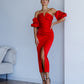 Satin Puff-Sleeve Midi Dress